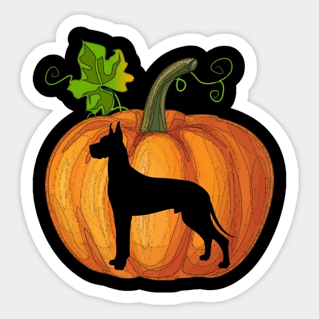 Great dane in pumpkin Sticker by Flavie Kertzmann